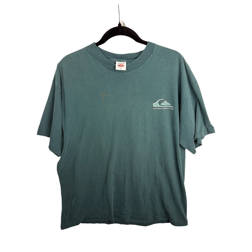 Quiksilver Internationale Vintage Graphic T-Shirt Faded Teal XL Single Stitch